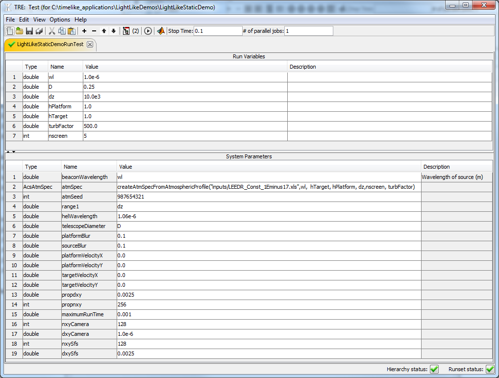 RunsetWithParameterValues